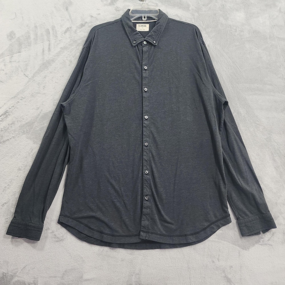 Linksoul Shirt Mens XL Gray Jersey Button Down Long Sleeve Stretch Golf Casual